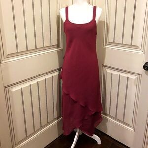 Ursula of Switzerland Dress Size 12 Burgundy Flowy Slit Sides